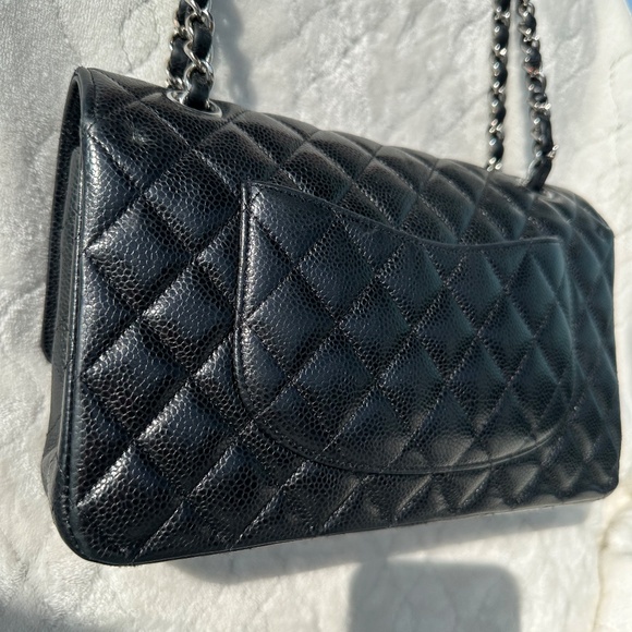 CHANEL Caviar Quilted Double Flap Medium Black Shoulder Bag - Picture 7 of 16